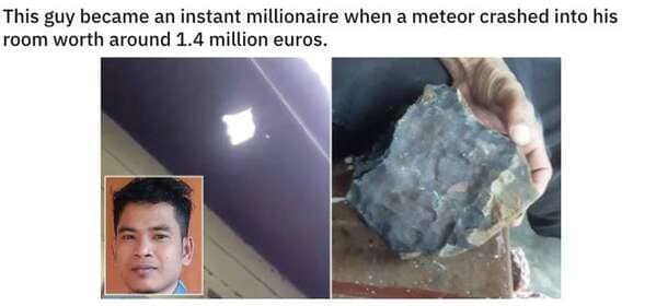 meteorite hits home worth a lot of money, Never tell me the odds, r nevertellmetheodds, reddit, funny pics, impossible moments caught on camera, things that actually happened against all odds, weird, cool, perspective